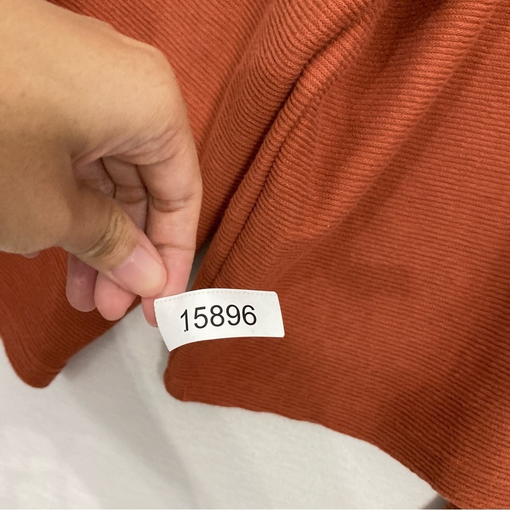 New Madewell Burnt Orange Tie Front Knit V Neck Relaxed Fit Pullover Top XXL - Picture 9 of 9